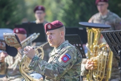Paratroopers assigned to the 82nd Airborne Division and members of the 9th Infantry Division Association attend a memorial service on Fort Bragg, North Carolina, October 1, 2021.  The 76th Annual Reunion Memorial Service honored the 9th Infantry Division which served on Fort Bragg during World War II. (U.S. Army Photo by Spc. Jacob Moir)