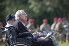 Paratroopers assigned to the 82nd Airborne Division and members of the 9th Infantry Division Association attend a memorial service on Fort Bragg, North Carolina, October 1, 2021.  The 76th Annual Reunion Memorial Service honored the 9th Infantry Division which served on Fort Bragg during World War II. (U.S. Army Photo by Spc. Jacob Moir)