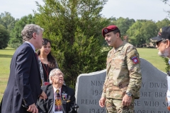 Paratroopers assigned to the 82nd Airborne Division and members of the 9th Infantry Division Association attend a memorial service on Fort Bragg, North Carolina, October 1, 2021.  The 76th Annual Reunion Memorial Service honored the 9th Infantry Division which served on Fort Bragg during World War II. (U.S. Army Photo by Spc. Jacob Moir)
