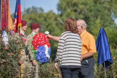 Paratroopers assigned to the 82nd Airborne Division and members of the 9th Infantry Division Association attend a memorial service on Fort Bragg, North Carolina, October 1, 2021.  The 76th Annual Reunion Memorial Service honored the 9th Infantry Division which served on Fort Bragg during World War II. (U.S. Army Photo by Spc. Jacob Moir)