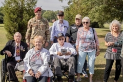 Paratroopers assigned to the 82nd Airborne Division and members of the 9th Infantry Division Association attend a memorial service on Fort Bragg, North Carolina, October 1, 2021.  The 76th Annual Reunion Memorial Service honored the 9th Infantry Division which served on Fort Bragg during World War II. (U.S. Army Photo by Spc. Jacob Moir)